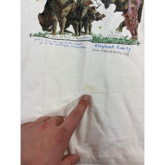 VINTAGE 90s The W Trunk Show Shirt Womens Small White Elephant Graphic Rare Tee - Picture 5 of 9
